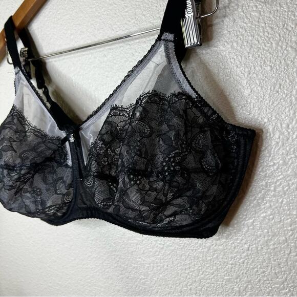 Wacoal 855186 black lace First Bloom Retro Chic Full Figure underwire bra 36G - Picture 4 of 9